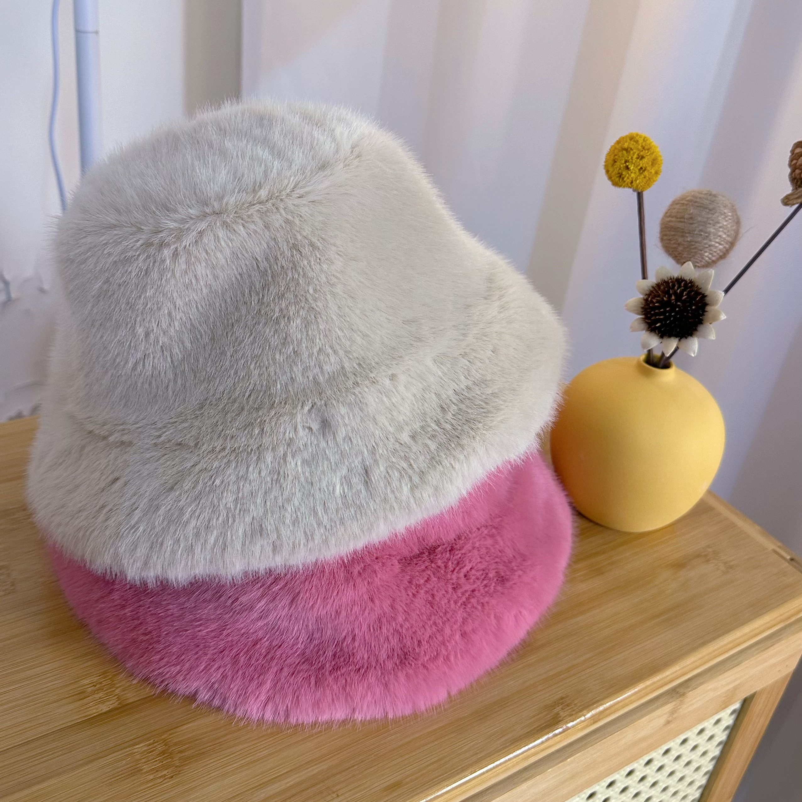 儿童毛毛渔夫帽子秋冬季秋冬款加绒保暖时尚百搭水桶帽子2024新款