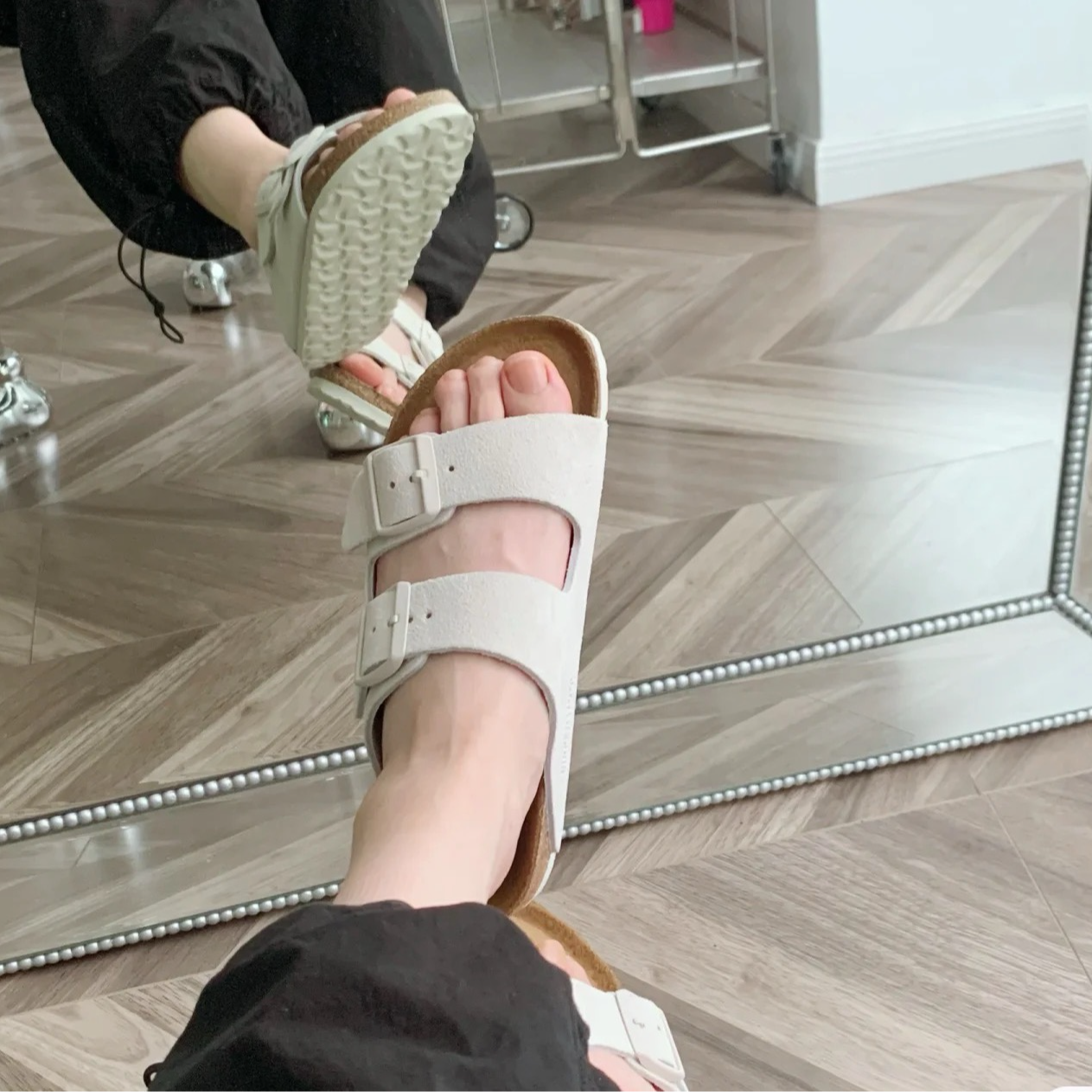 夏季舒适时尚中古软木软底透气女士凉拖