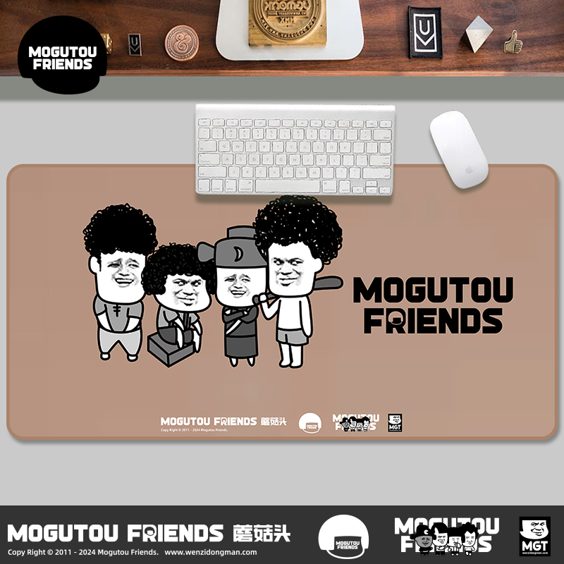 MOGUTOUFRIENDS蘑菇头表情鼠标垫80*40cm超大网红锁边防水