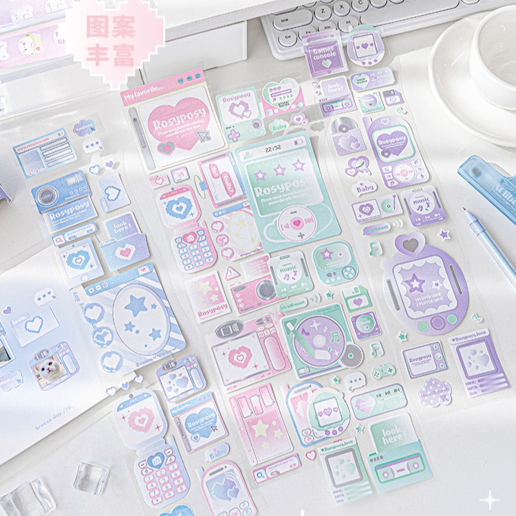 RosyPosyMilksalt抽拉边框贴手账卡册素材DIY可爱镂空边框贴纸