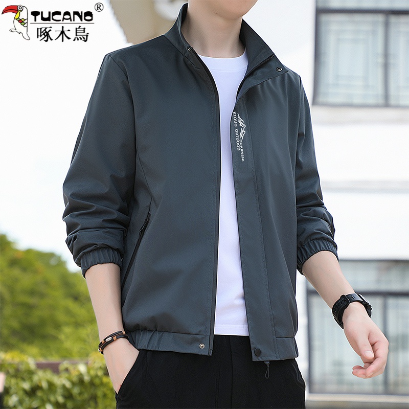 男士外套秋季帅气百搭立领大码上衣服宽松休闲加肥加大胖子夹克潮