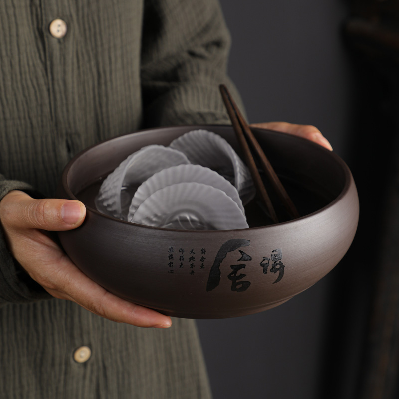 茶洗缸大号功夫茶具配件家用洗茶杯茶碗水盂小号复古客人笔洗器皿