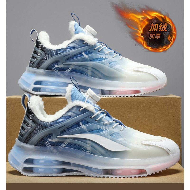 旋转纽扣男鞋冬季加绒保暖二棉鞋减震防滑跑步青少年运动老爹潮鞋