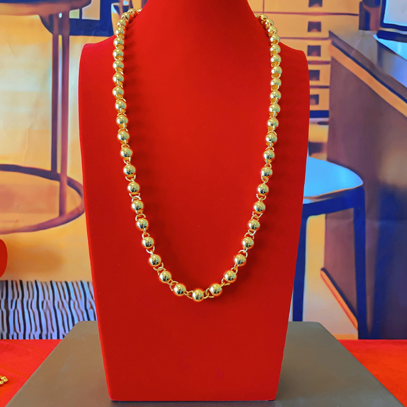 合金项链 【经典圆珠卡八项链】 手工工艺 轻奢百搭  经典时尚金色