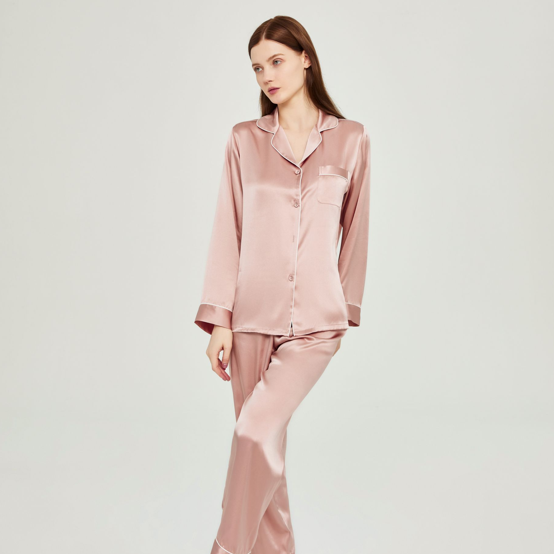 【Nora诺拉】(真丝睡衣）长袖家时尚轻奢经典百搭大方休闲女士D-2123