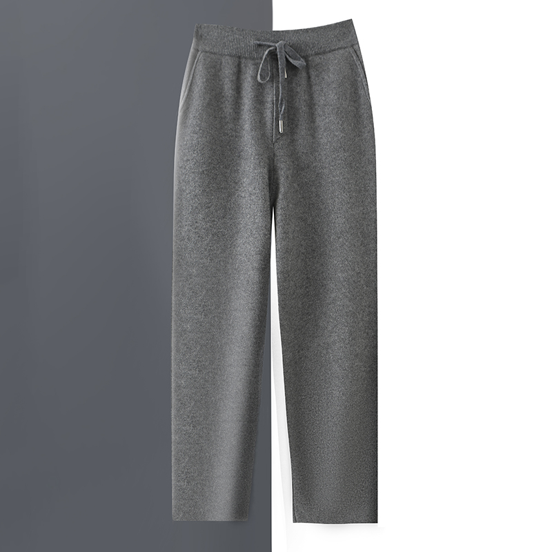 秋冬新款加厚羊绒裤男休闲直筒裤外穿百搭宽松长裤薄款针织保暖裤