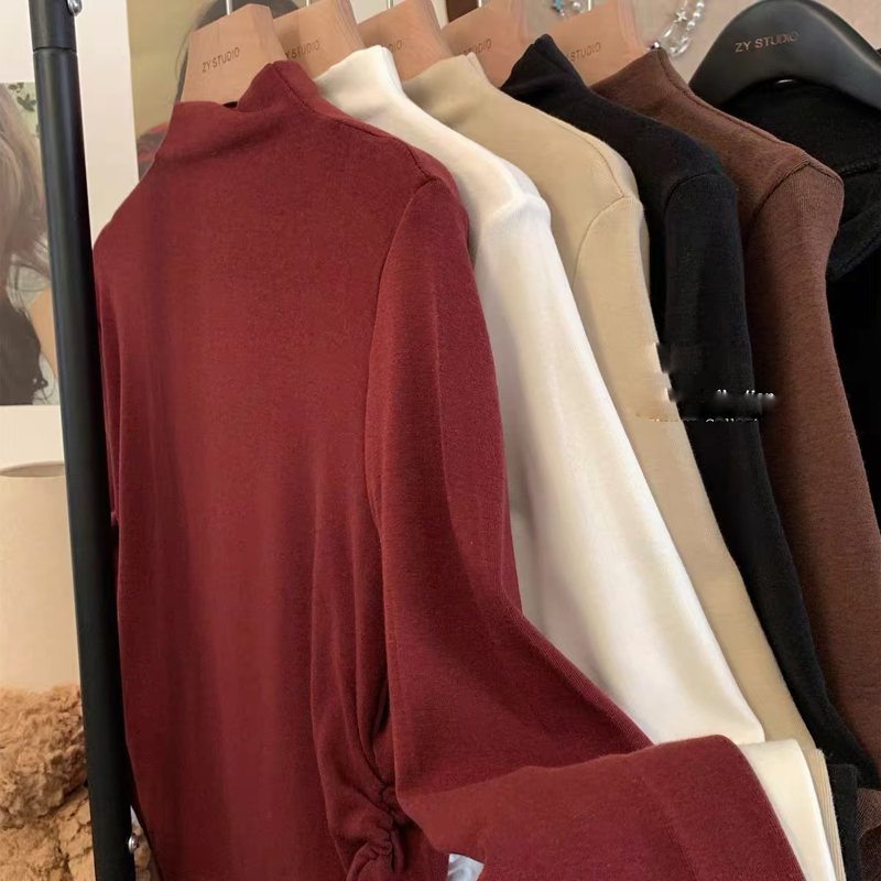 韩版半高领长袖T恤 女装新款时尚修身显瘦内搭打底衫上衣 865