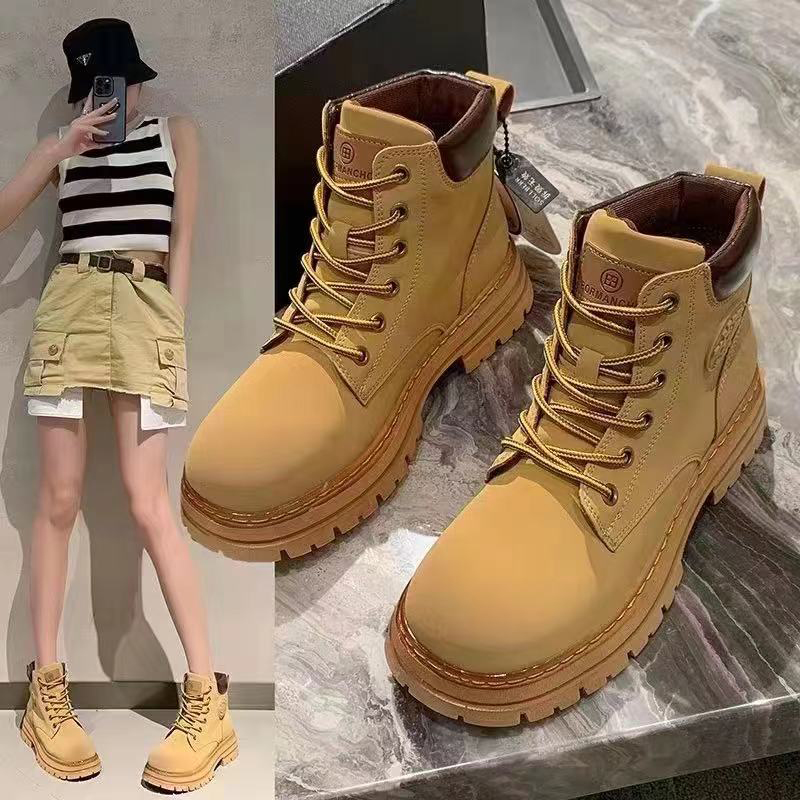 2025秋冬新款擦色百搭新款时尚厚底英伦风经典高帮休闲鞋 M23-6