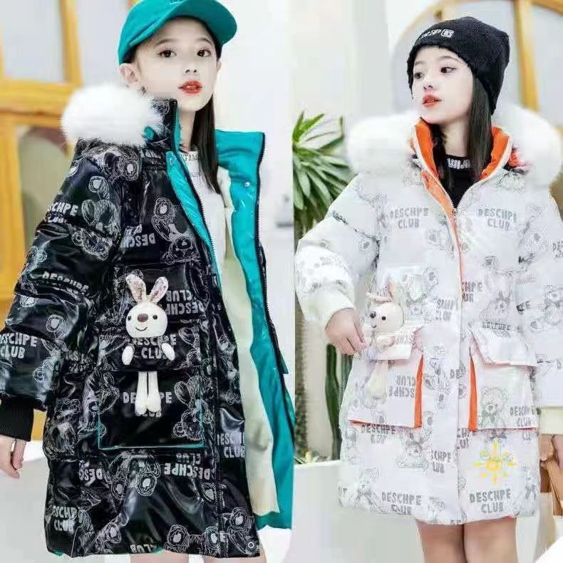 女童羽绒服中大童新款羽绒服2023款加绒加厚洋气羽绒羽绒服女孩亮