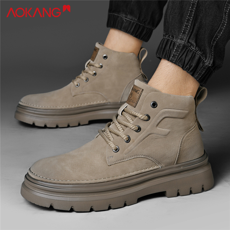 Aokang/奥康2025新款秋季百搭增高男士户外增高45大码男鞋马丁靴