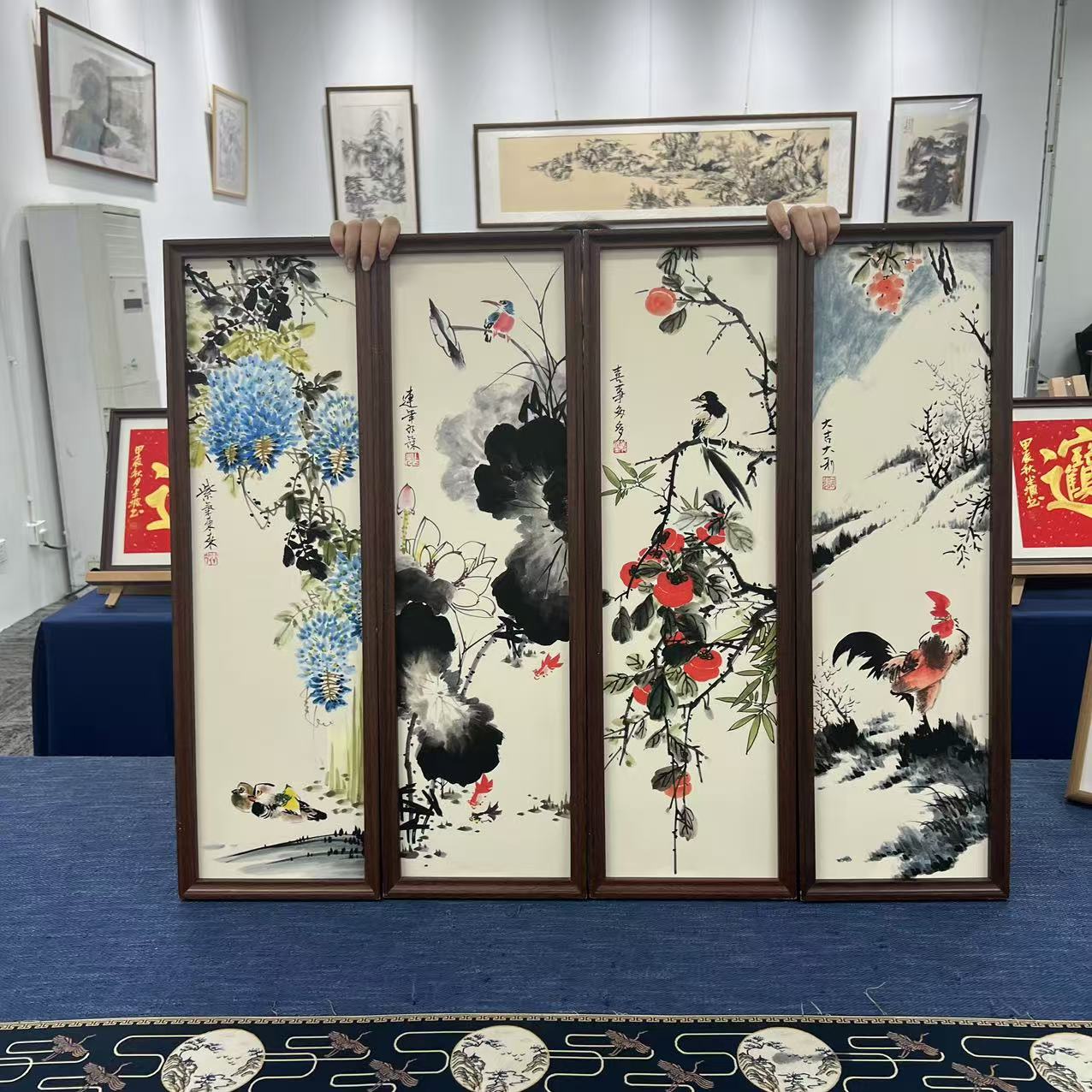 23*73竖幅/花鸟四季四条屏/周作光