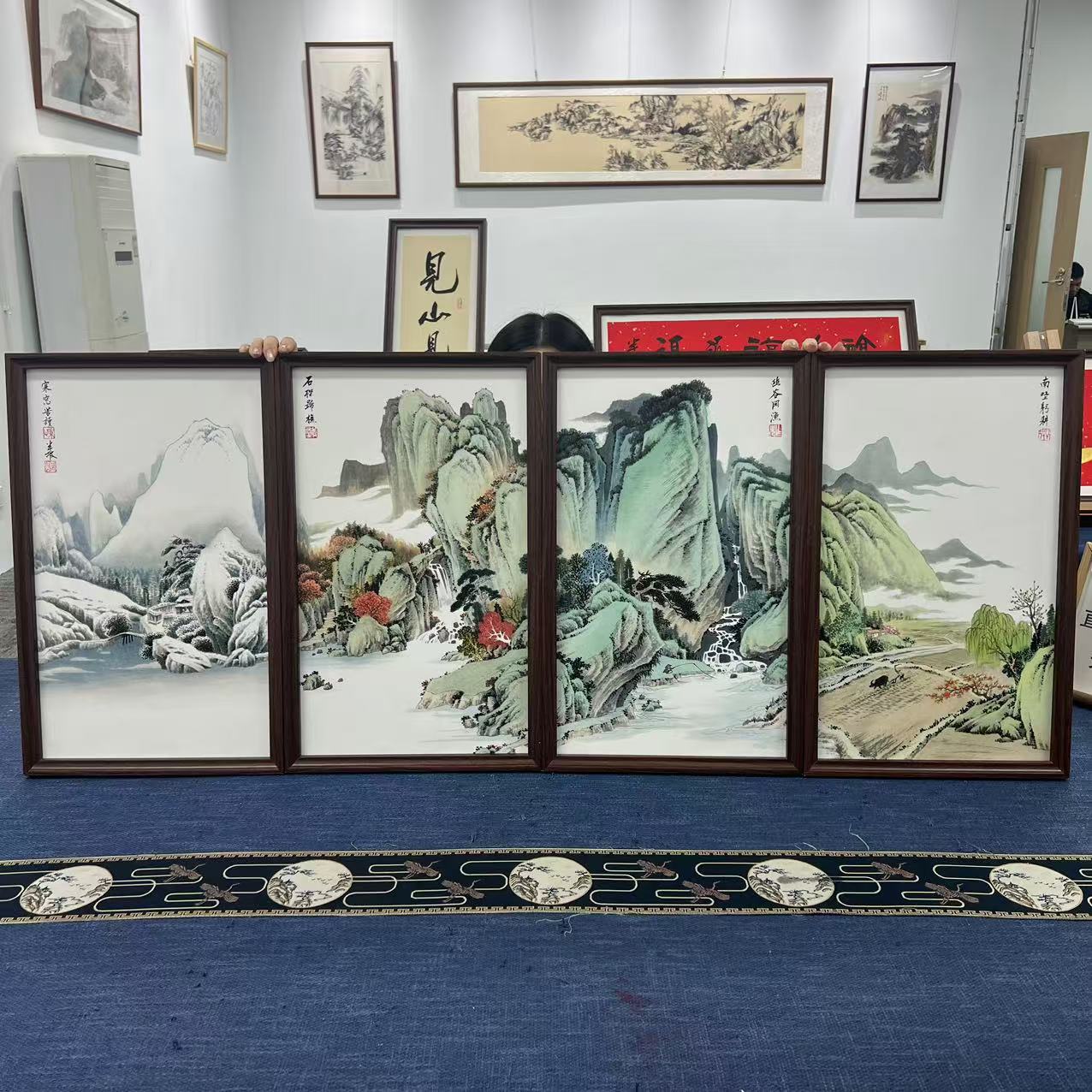 33*53竖幅-四季渔樵耕读四条屏+/周作光（带框）