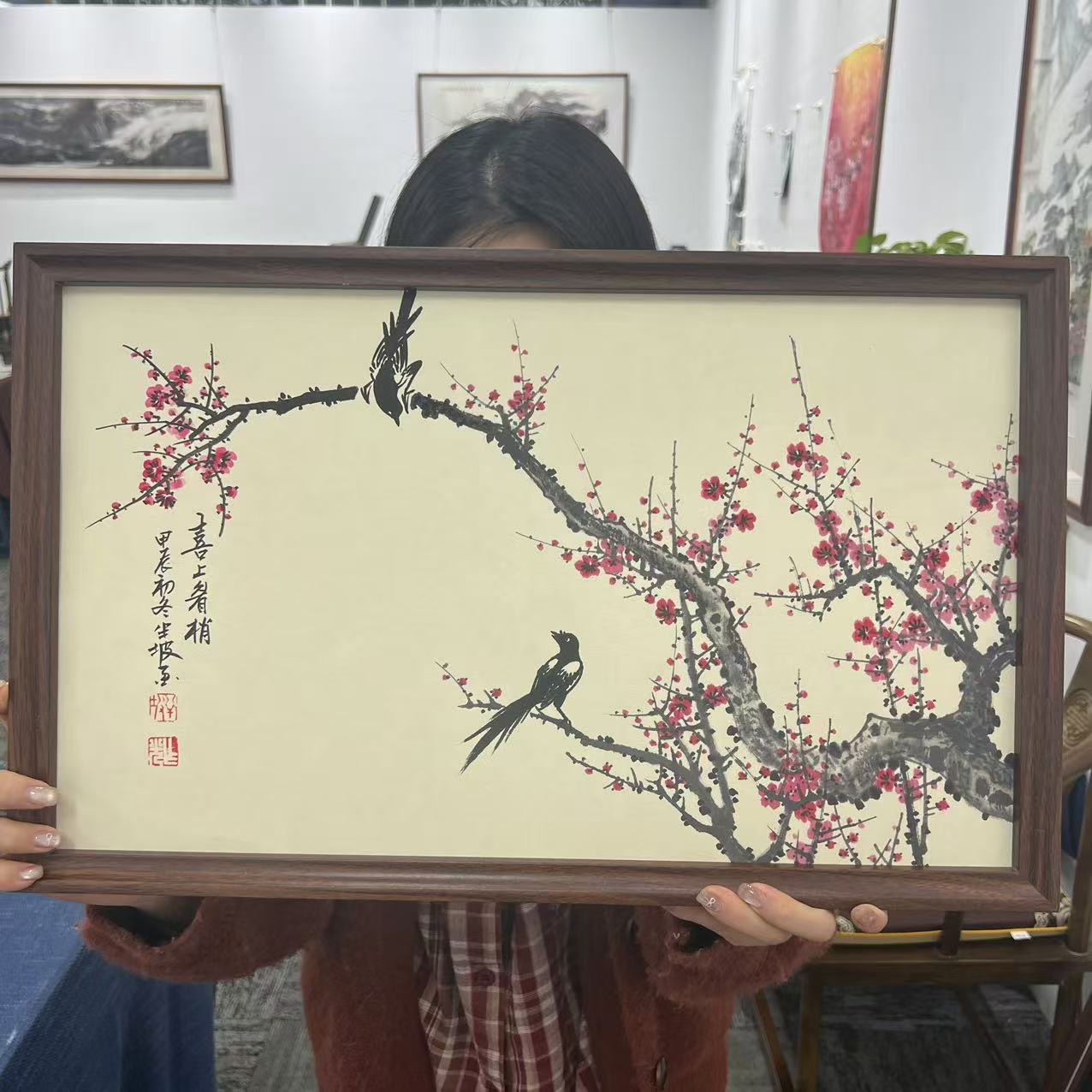 33*53横幅-花鸟喜上眉梢/周作光（带框）