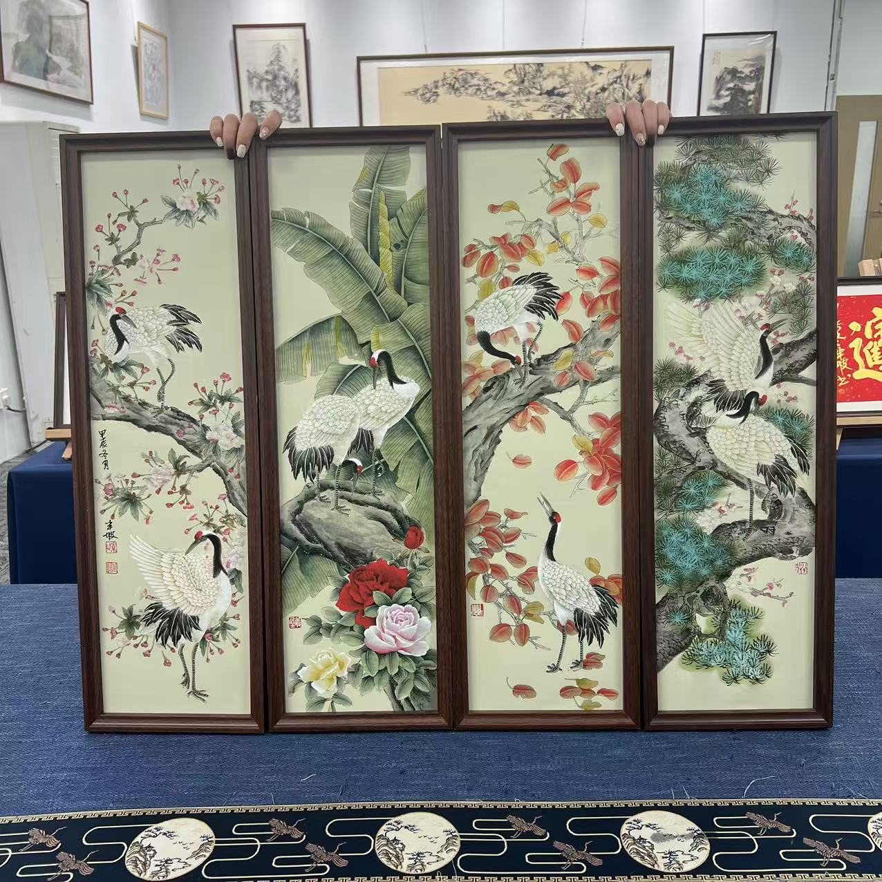 23*73竖幅/仙鹤四条屏/周作光