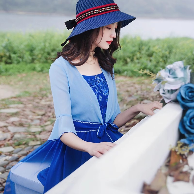 两人故事复古文艺仙气中国风汉元素外披民族风罩衫夏季开衫TX0681