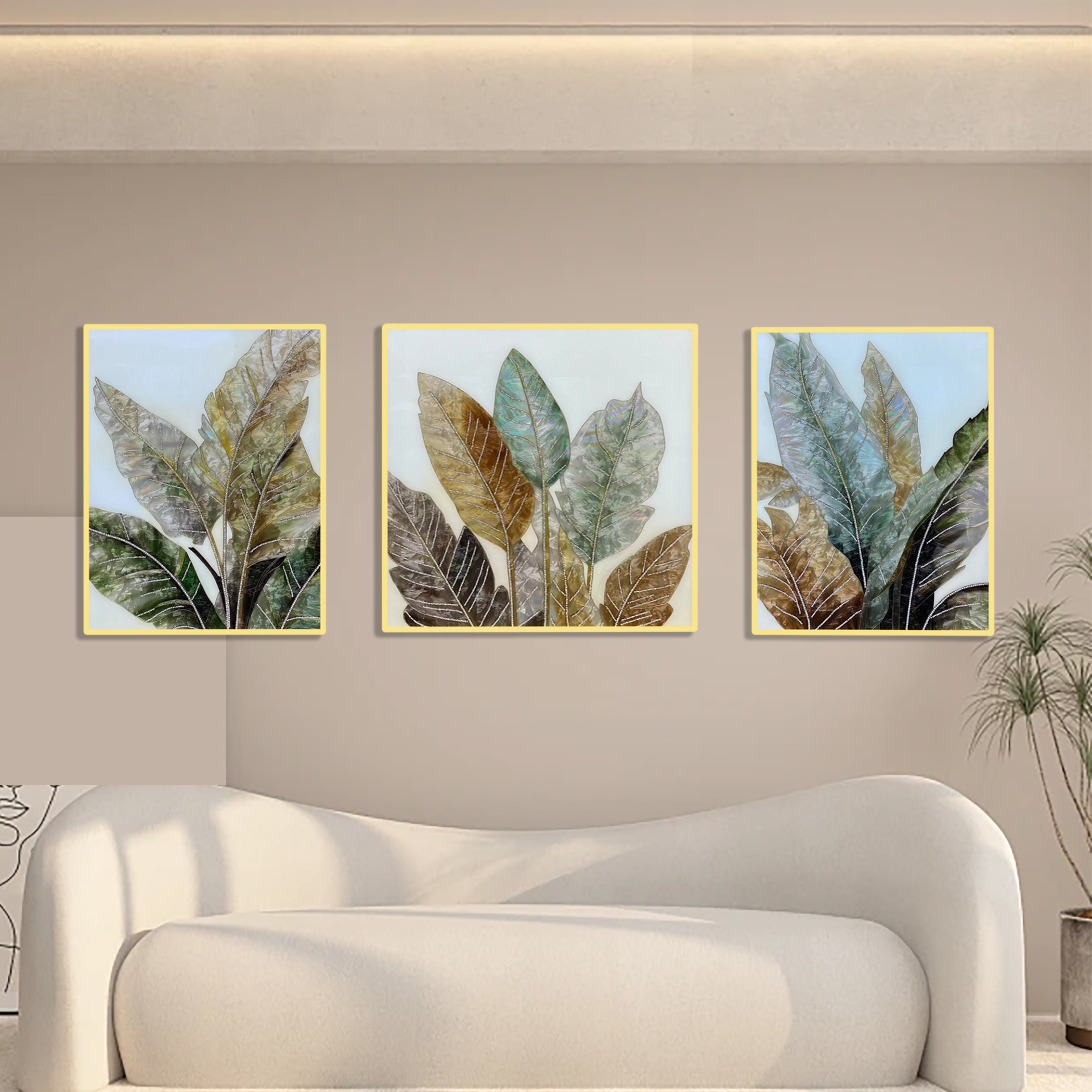 F 07家大业大珐琅彩沙发客厅背景纯手工现代风装饰背景挂画