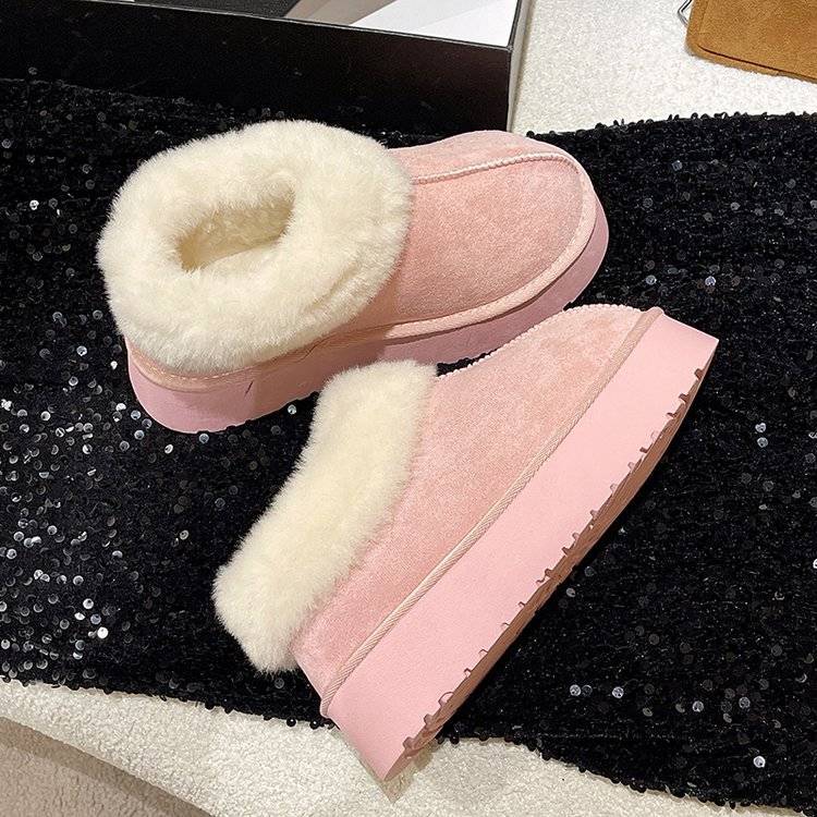 松糕厚底包头毛毛拖鞋女外穿秋冬新款保暖皮毛一体棉拖增高雪地靴