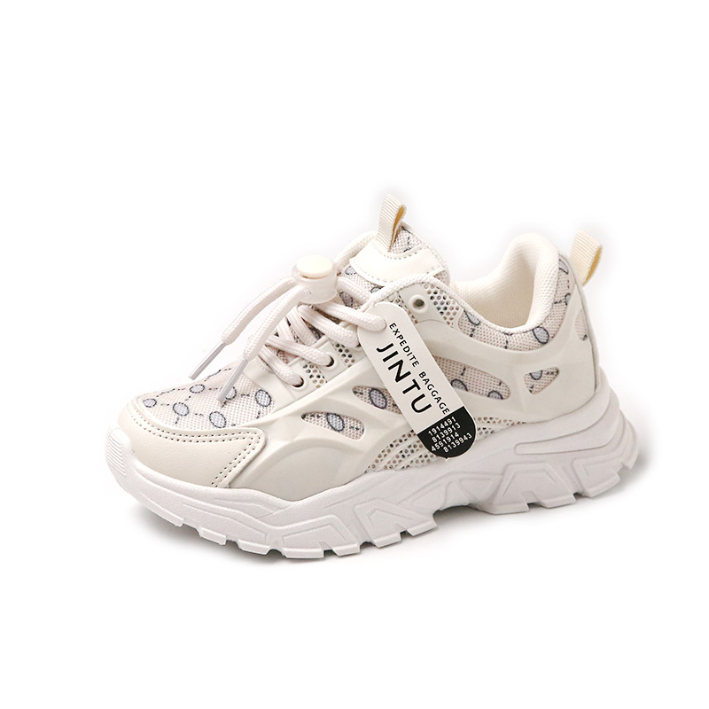 女童三色皮面单里轻质底时尚休闲鞋