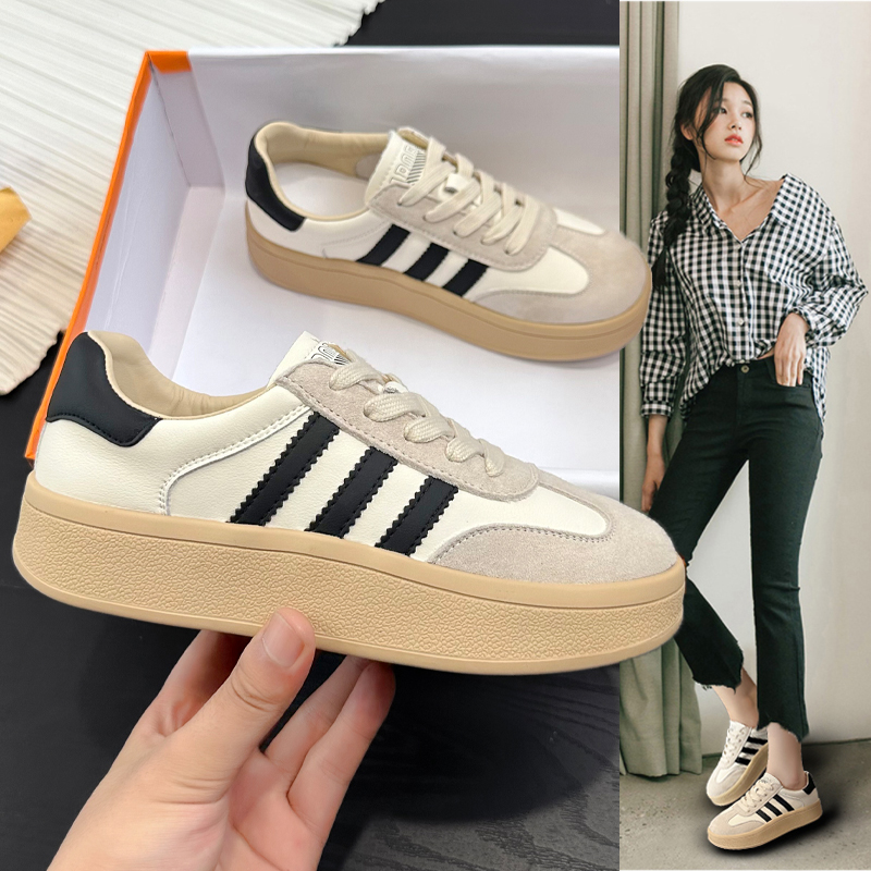 ·秋款真皮厚底复古浅口百搭小白鞋休闲女鞋时尚休闲鞋