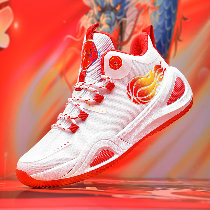 春夏网面龙年中国红色实战篮球鞋高帮训练鞋