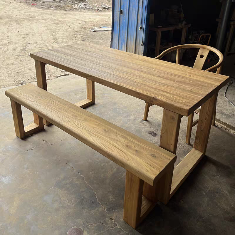 餐桌简约桌子老榆木吧台桌原木书桌写字桌