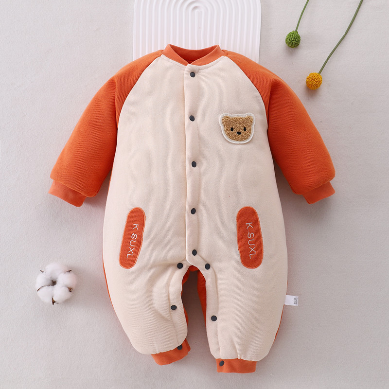 婴儿棉衣连体厚款新生儿夹棉哈衣爬服婴幼儿外穿棉衣加厚新款棉衣