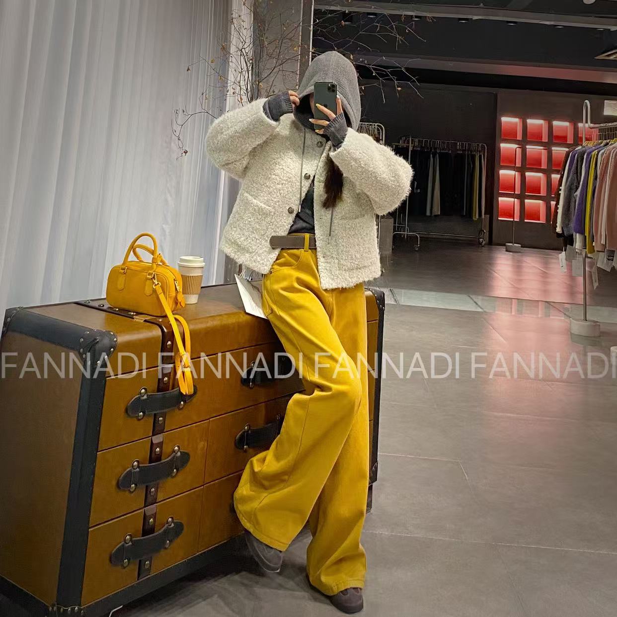 FANNADI【外套】轻奢羊毛+白鹅绒时尚设计感短款连帽 CS 19-61268