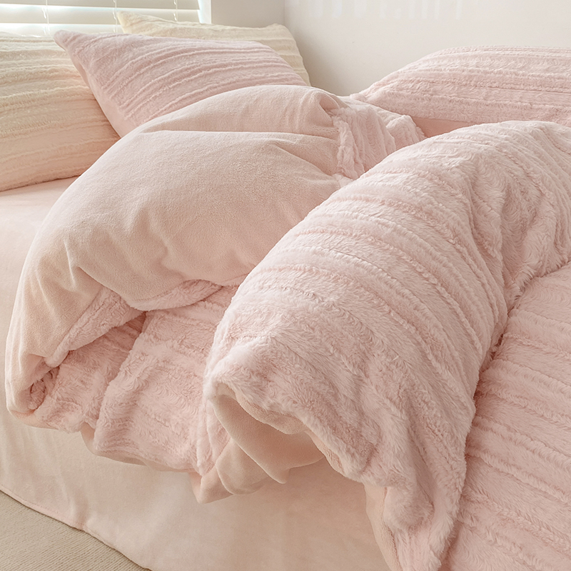 【优选】公主牛奶绒床上四件套珊瑚绒冬季双面法兰绒兔