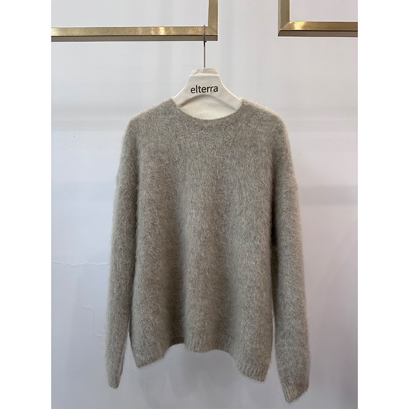 圆领坑边套头羊绒衫1160