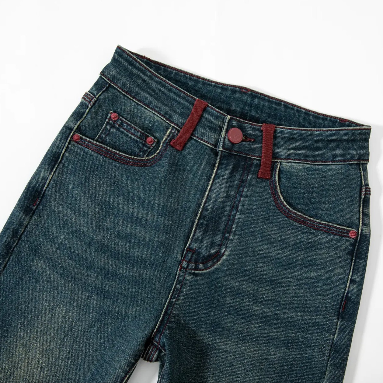 【CE1111】2025早春窄版阔腿裤三本针安可拉红百搭不紧身直筒裤