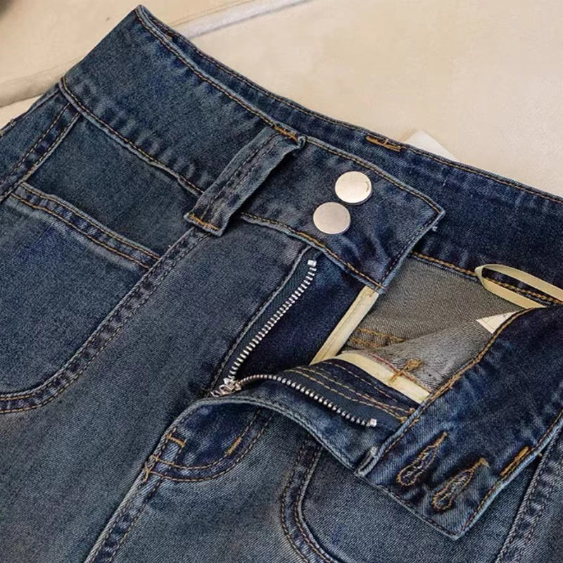 【862通用】春季新款韩版微辣牛仔裤女喇叭裤宽松休闲女裤高腰裤