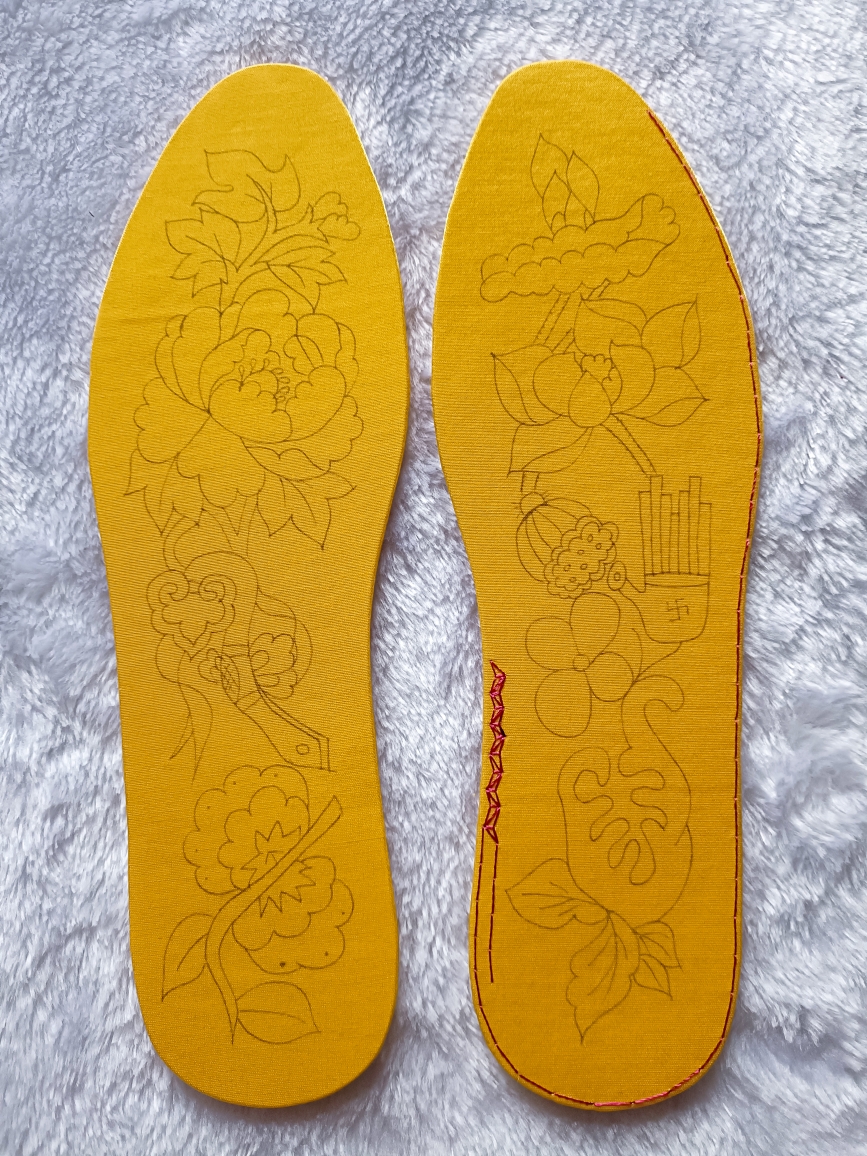手工绣花鞋垫材料包，小全花，带针线