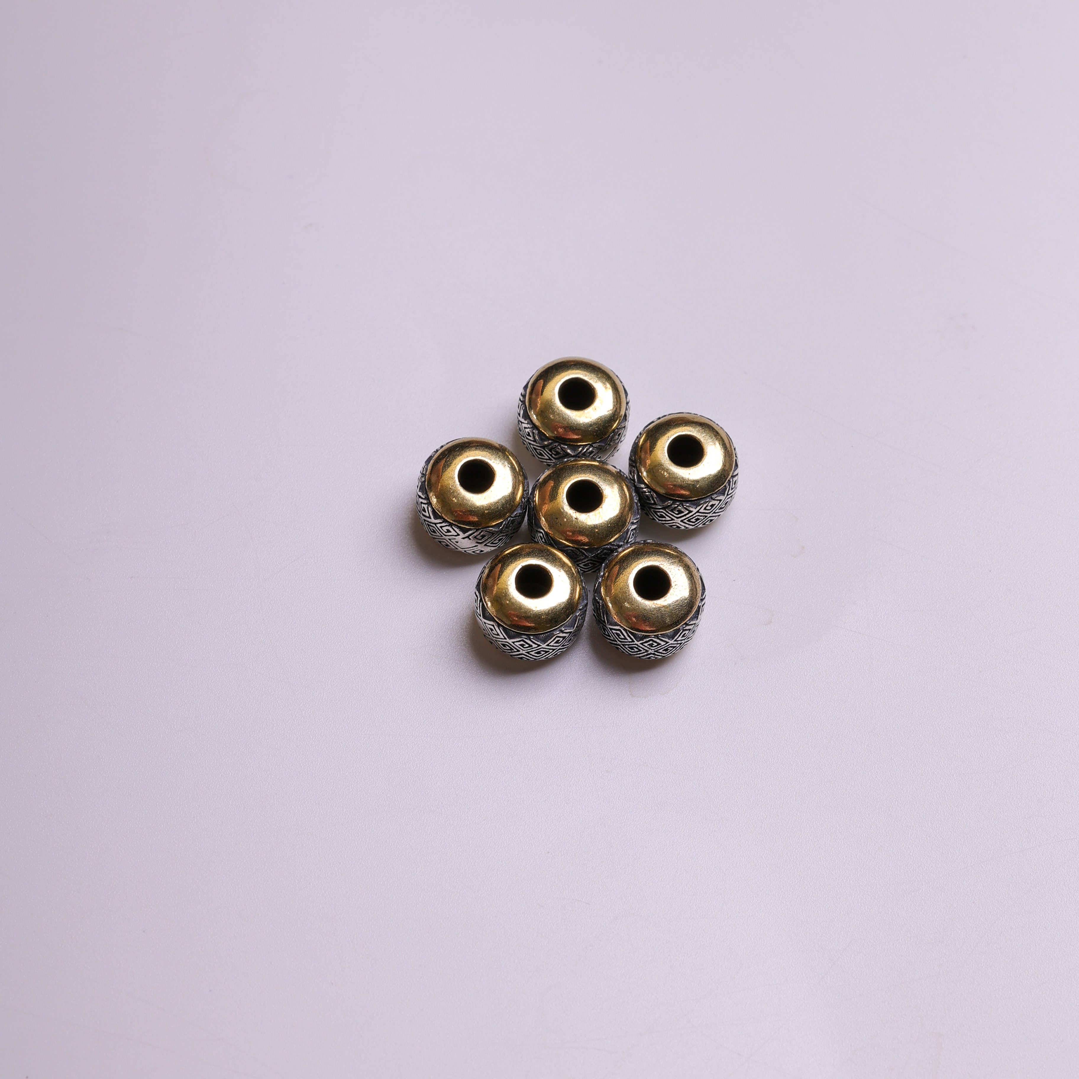 925银银制品 【编号173】回纹顶珠文玩手串配饰尺寸10mm