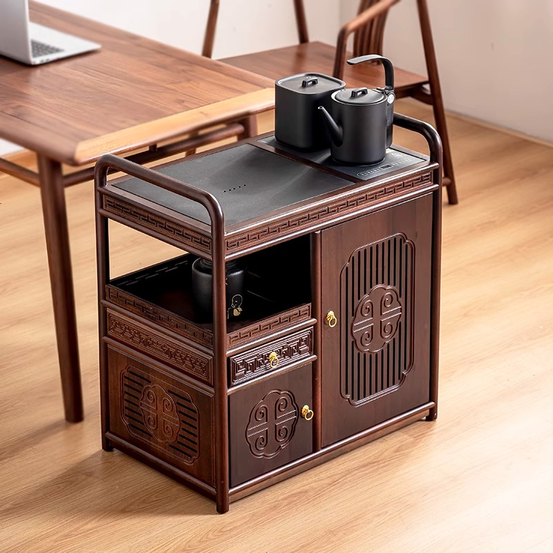 实木茶水架中式移动茶车茶台烧水壶一体式茶水柜家用小茶桌边柜