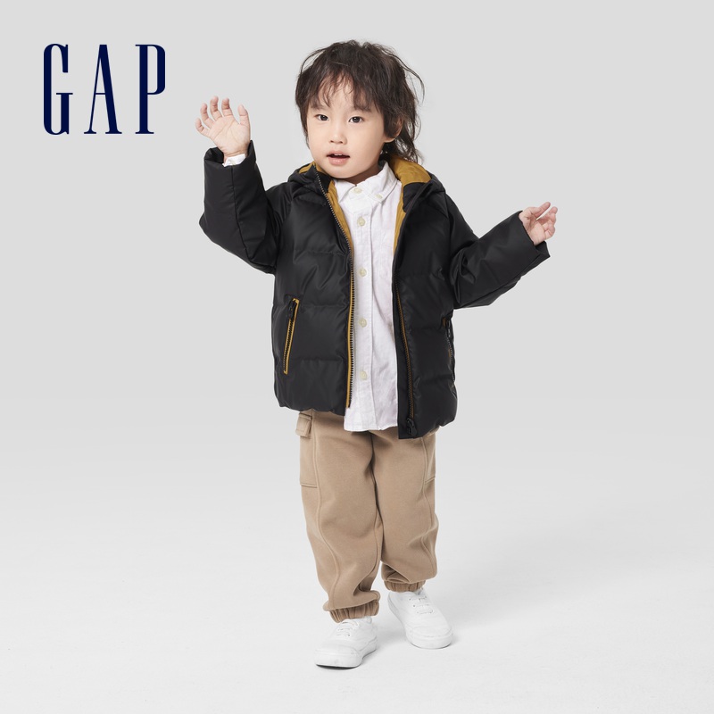 Gap男幼童秋季2023新款防风雨保暖发热羽绒服720792儿童装外套