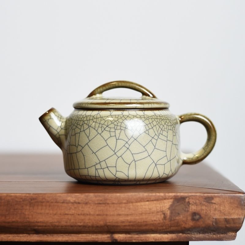 龙泉市青瓷传世哥窑开片茶壶陶瓷单壶项世豪纯手工泡茶壶功夫茶具