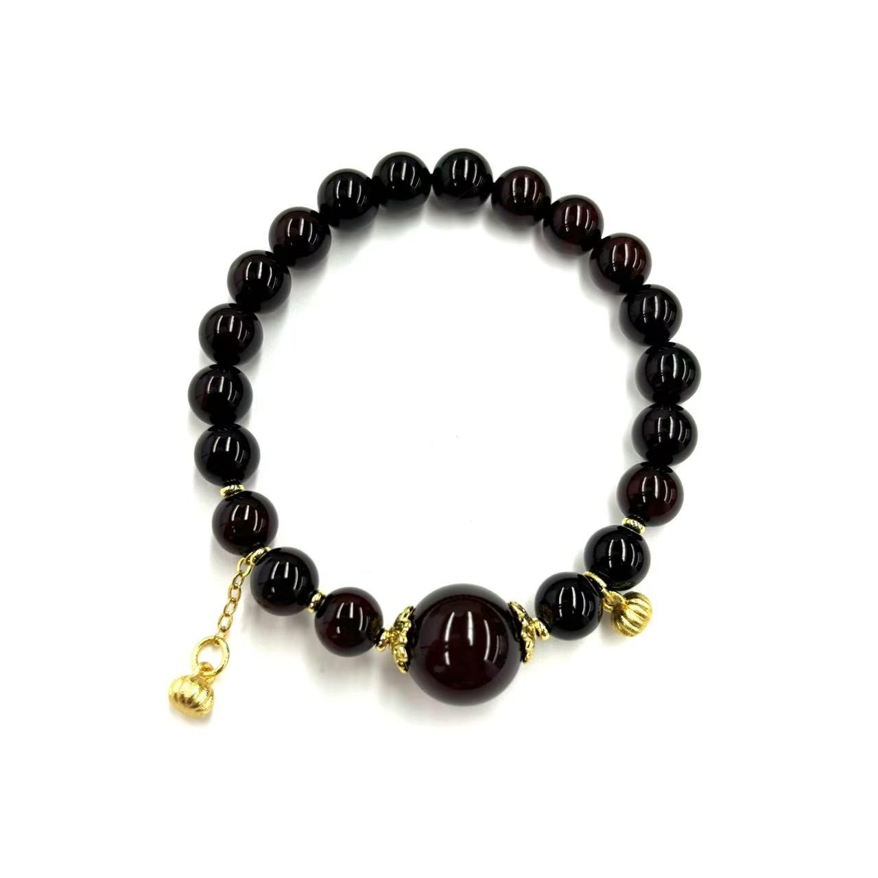 【符老板】s1269-复古气质设计款棕红玛瑙圆珠手串-赠礼盒