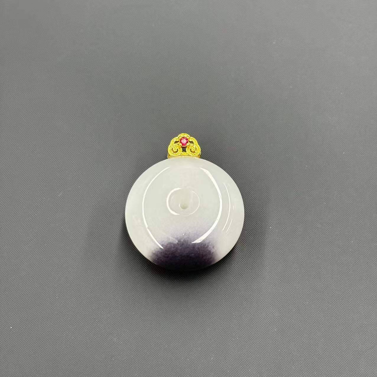 【符老板】y2311-国风设计款青花石英质玉平安扣吊坠-赠礼盒