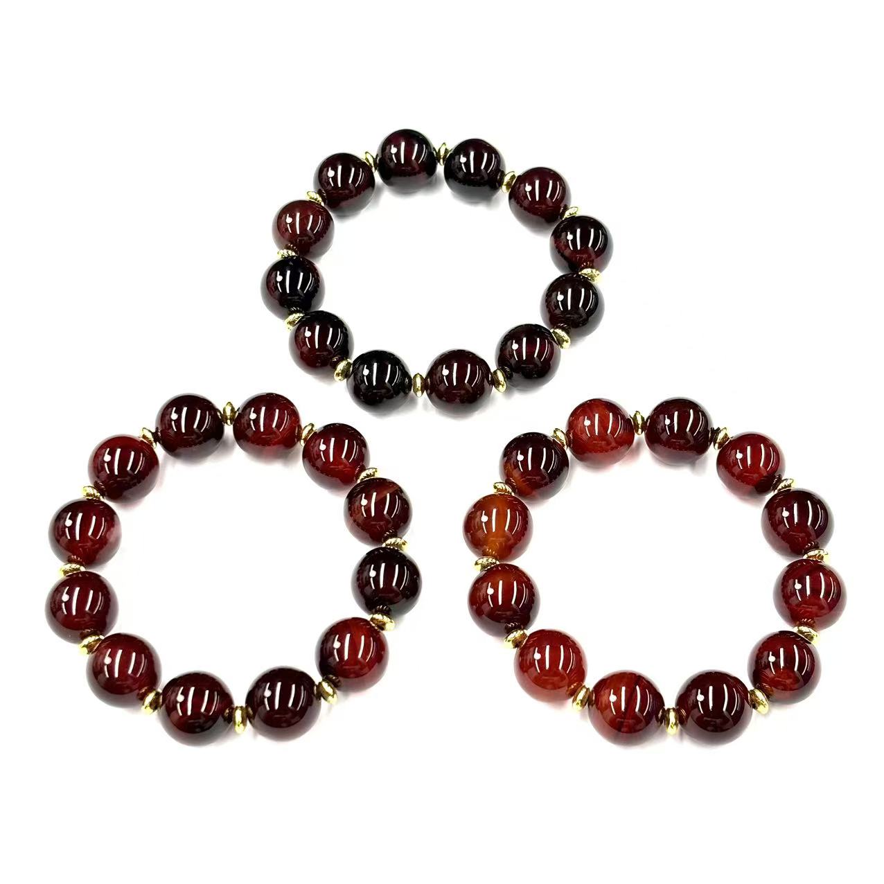 【符老板】s1163-设计款棕红玛瑙桶珠手串-赠礼盒多样性只发一件