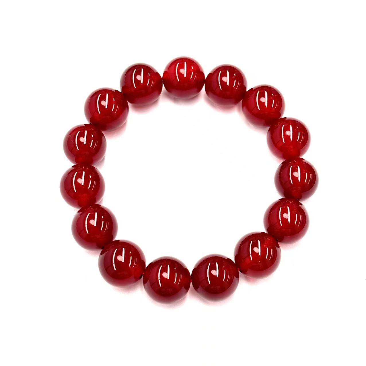 【符老板】s1248-复古设计款红景玛瑙圆珠手串-赠礼盒