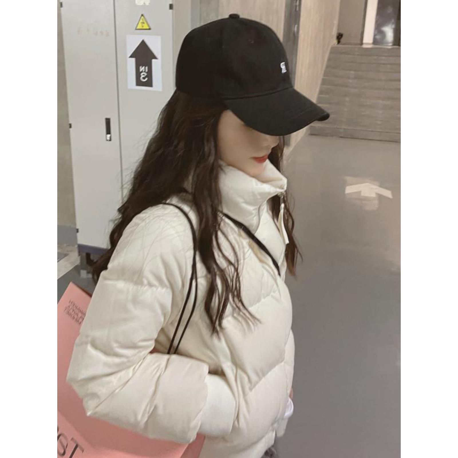 短款90白鸭绒羽绒服女2023年冬季新款韩系宽松棉服立领面包服外套
