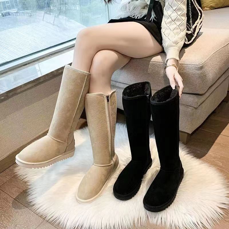 长筒侧拉链雪地靴女年冬季新款加绒加厚防滑过膝高筒保暖棉鞋百搭