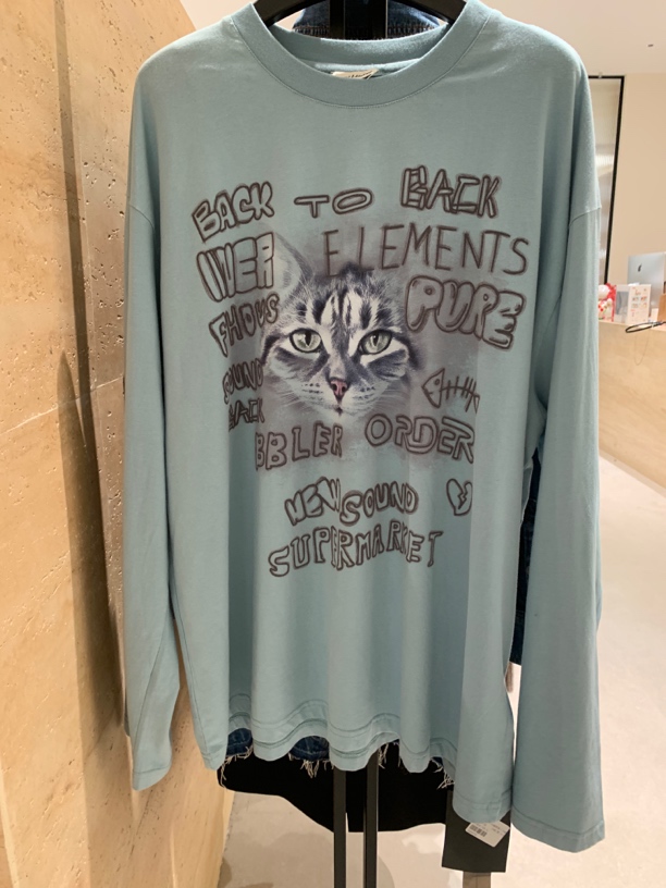 back字母猫图案上衣长袖时尚百搭