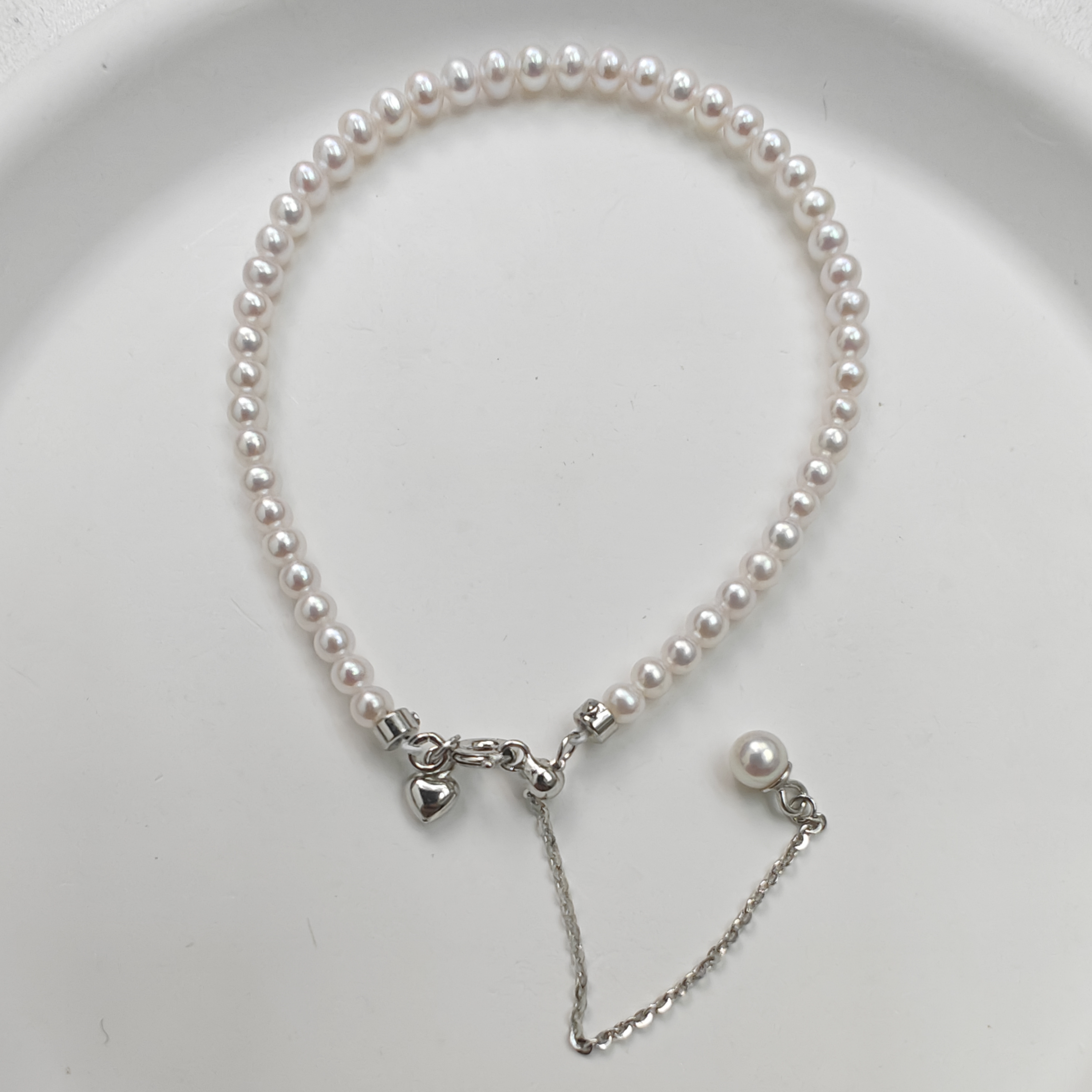 3-3.5mm天然淡水珍珠极光手链，抽拉扣