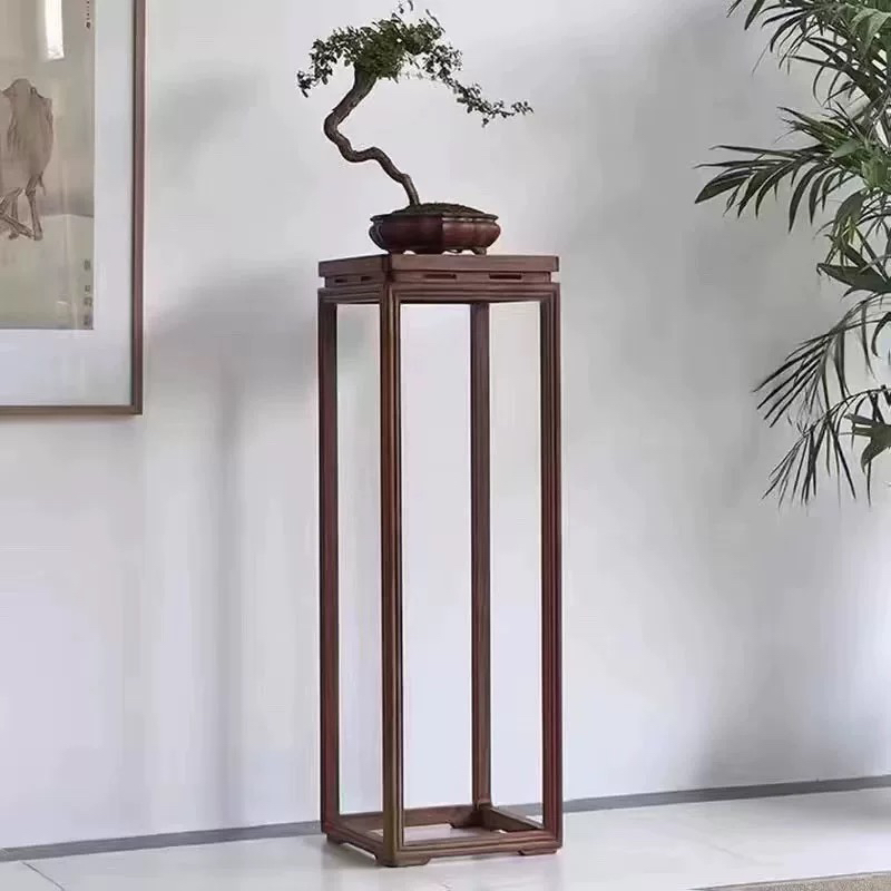 老榆木全实木花架盆景台