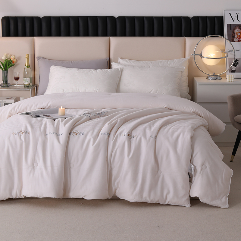 60s全棉贡缎提花大豆纤维被拉链款子母被春秋被冬被绣花四季被