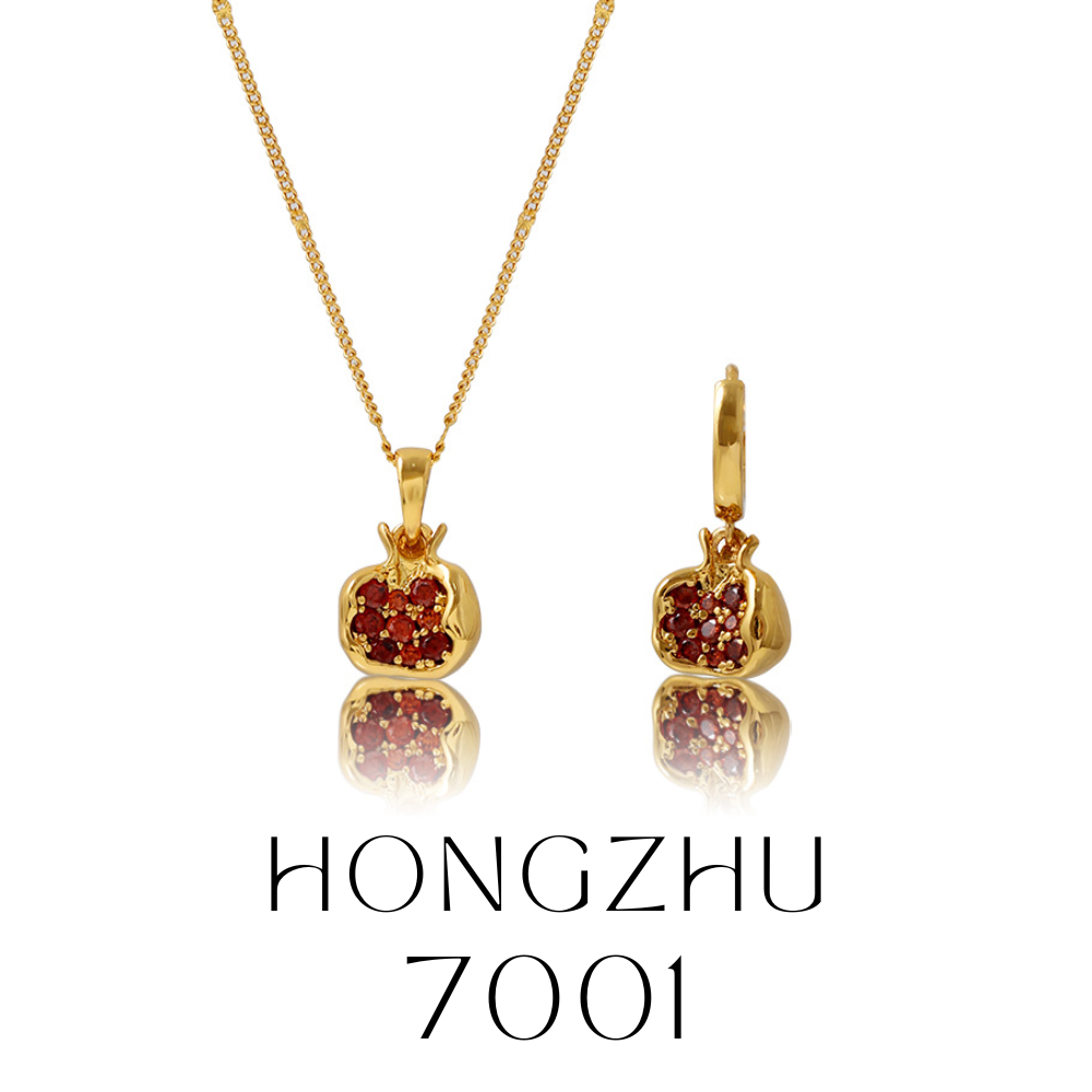 铜合金项链 [7001]饰榴项链小众设计感镀18k金ins镶嵌冷淡风素款