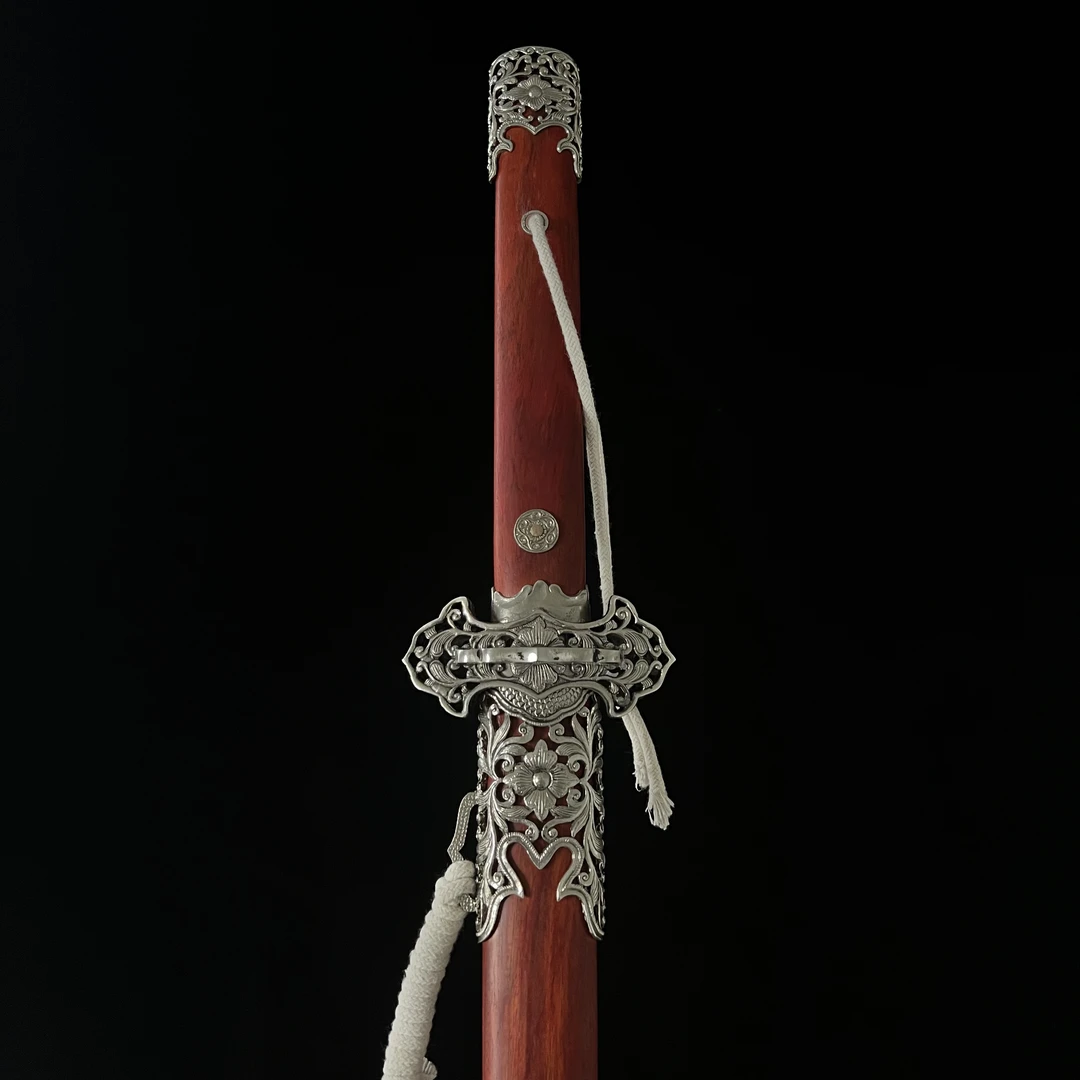 【浩然剑】白铜装赞比亚血檀木鞘自练钢夹钢镜面研磨六面唐剑未开刃