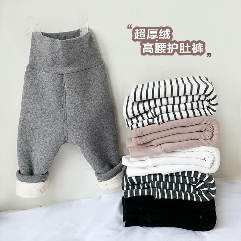 加厚绒保暖高腰护肚裤婴幼儿棉长裤男女宝宝超厚打底裤冬新款