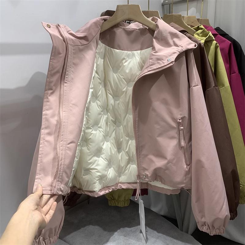 波司登欧货冲锋衣羽绒服女轻薄夹克休闲上衣2023冬季新款连帽白鸭